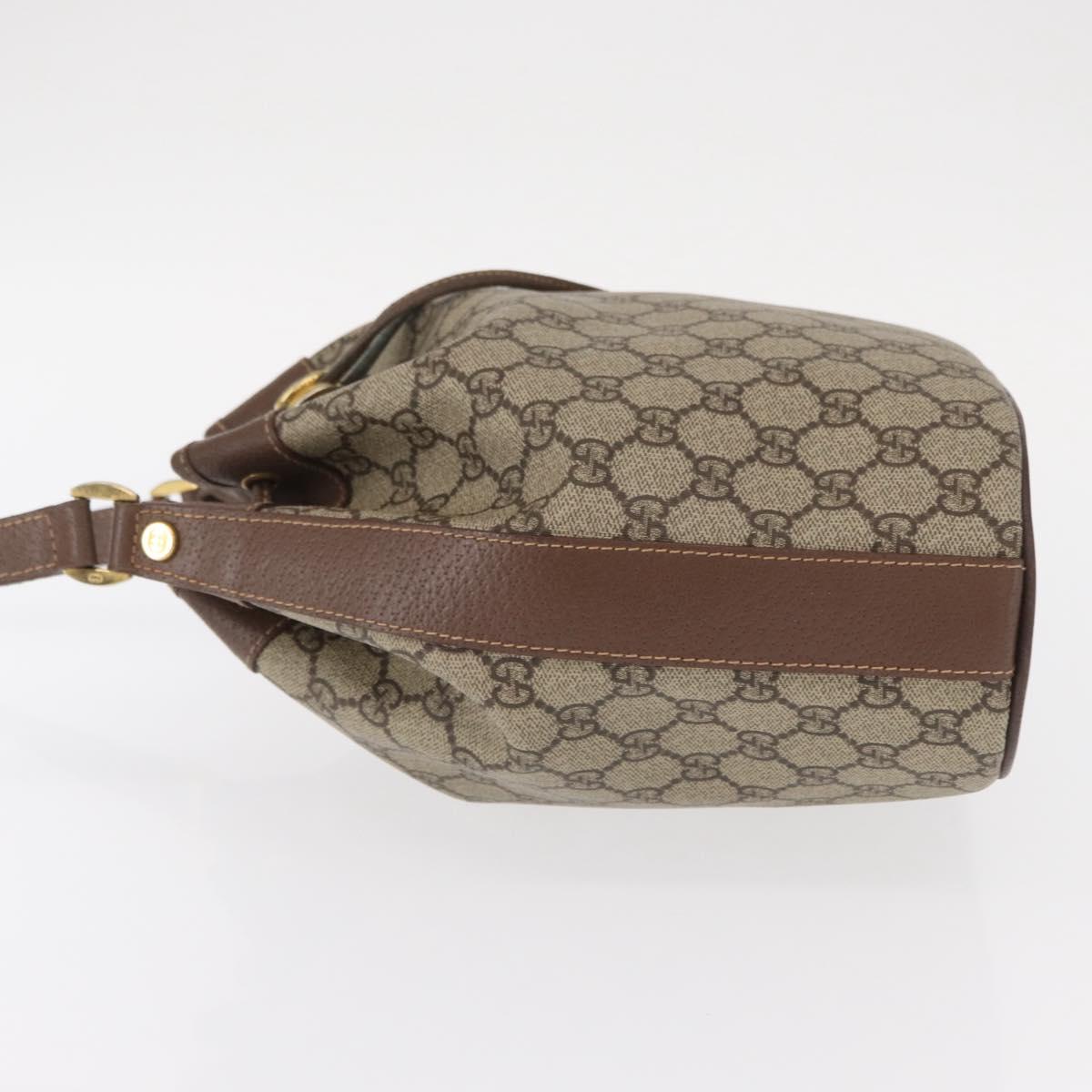 GUCCI GG Supreme Shoulder Bag PVC Beige Gold Auth 156825