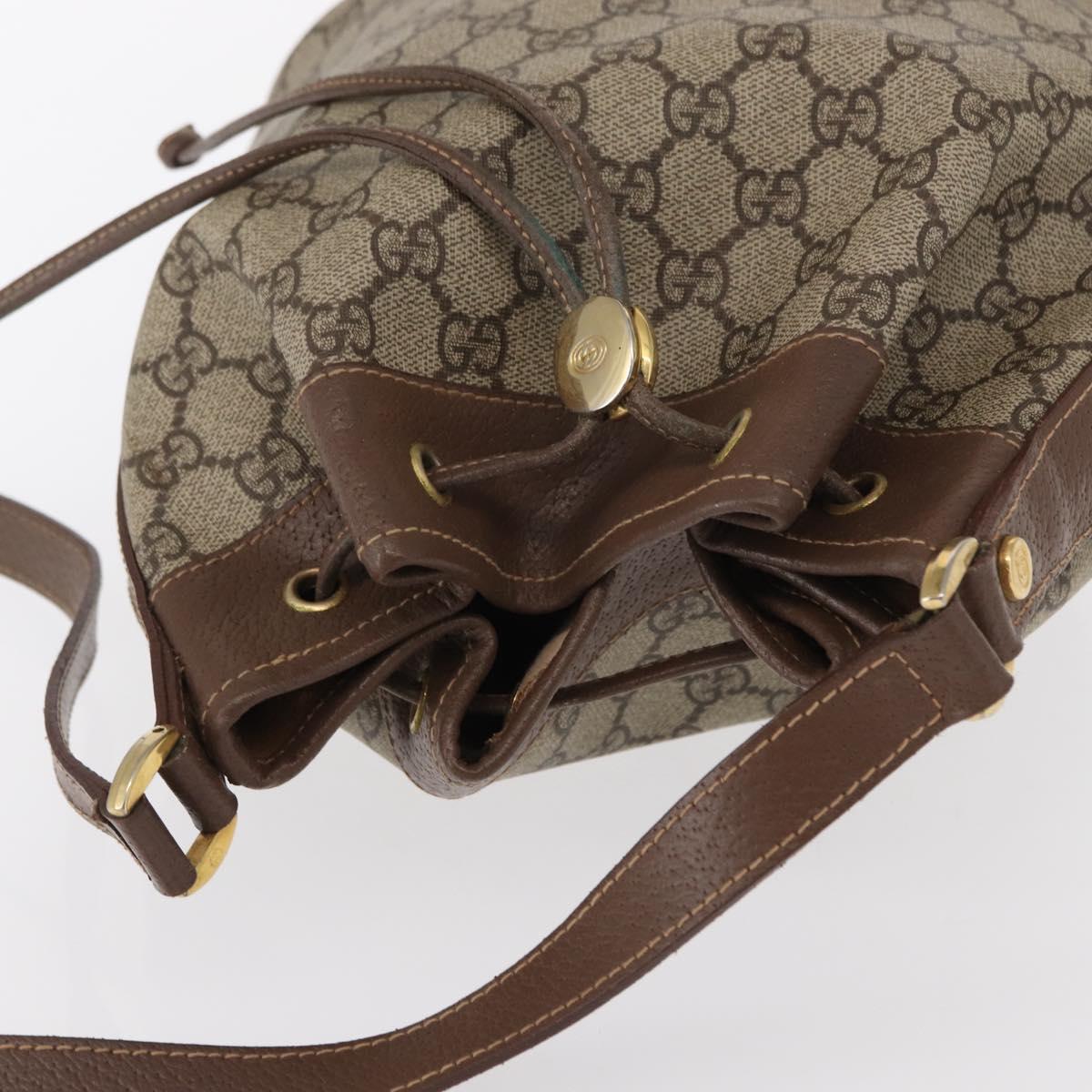 GUCCI GG Supreme Shoulder Bag PVC Beige Gold Auth 156825