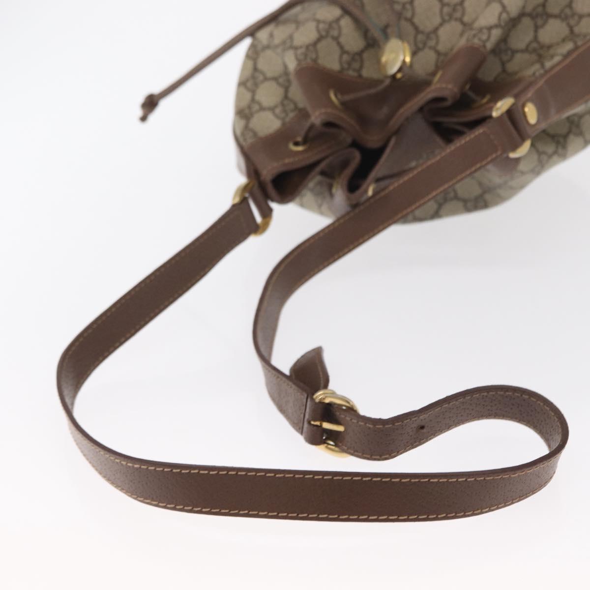 GUCCI GG Supreme Shoulder Bag PVC Beige Gold Auth 156825