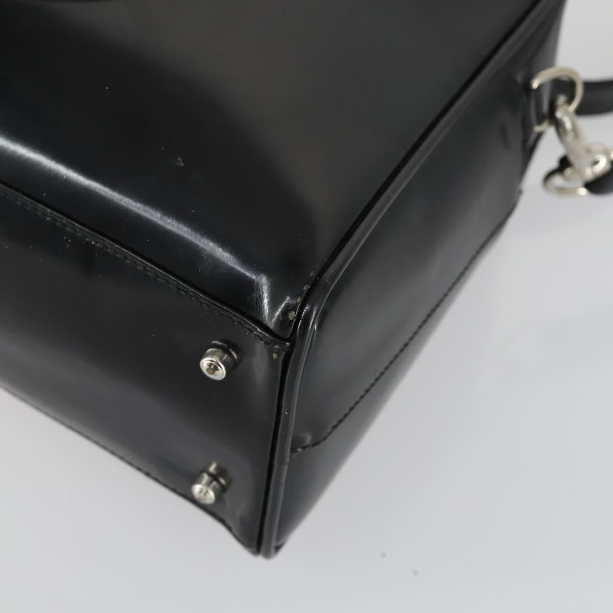 GUCCI Soho Hand Bag Enamel 2way Black Silver 000 1274 0505 Auth 156826