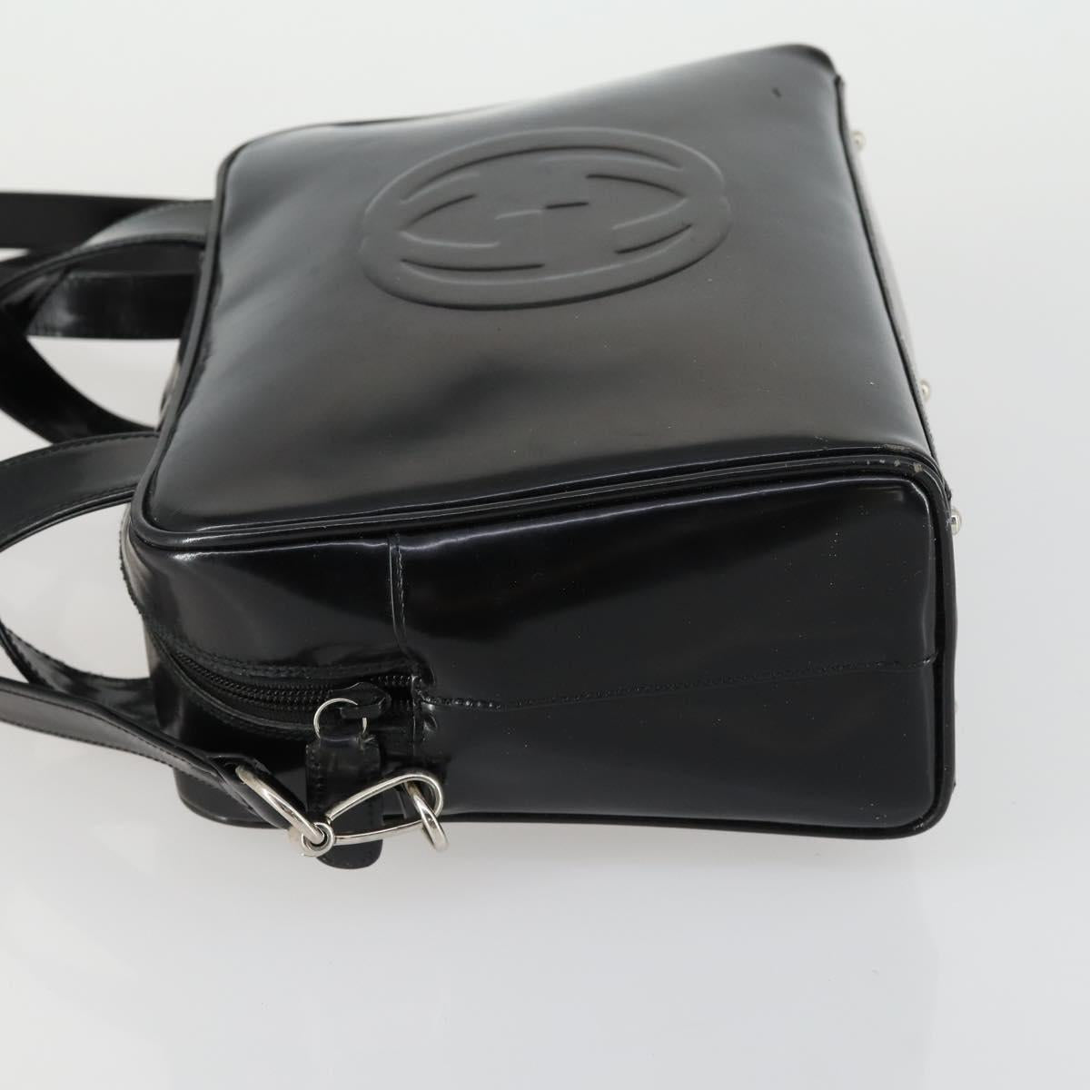 GUCCI Soho Hand Bag Enamel 2way Black Silver 000 1274 0505 Auth 156826