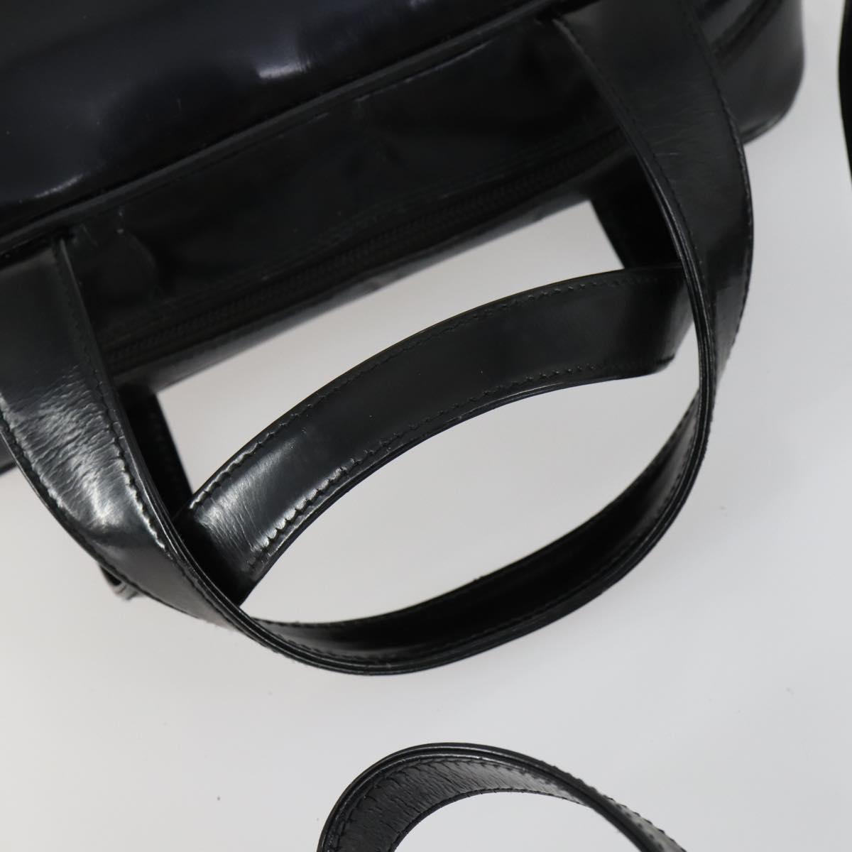 GUCCI Soho Hand Bag Enamel 2way Black Silver 000 1274 0505 Auth 156826