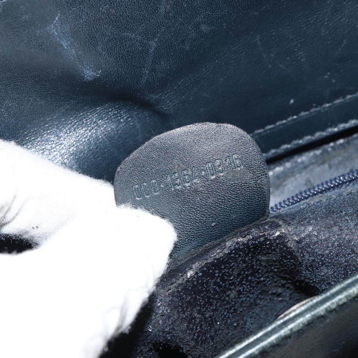 GUCCI Bamboo Hand Bag Leather Gold Navy 000 1364 0316 Auth 156828