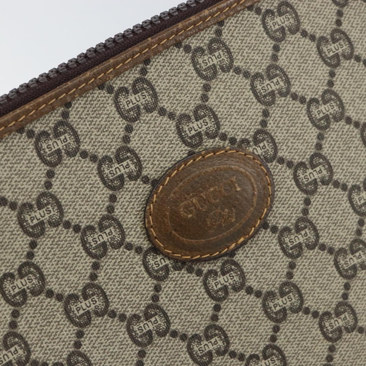 GUCCI GG Plus Supreme Clutch Bag PVC Beige Auth 156830