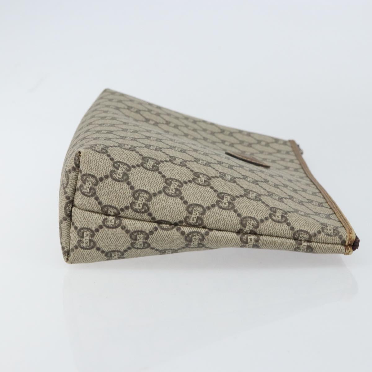 GUCCI GG Plus Supreme Clutch Bag PVC Beige Auth 156830