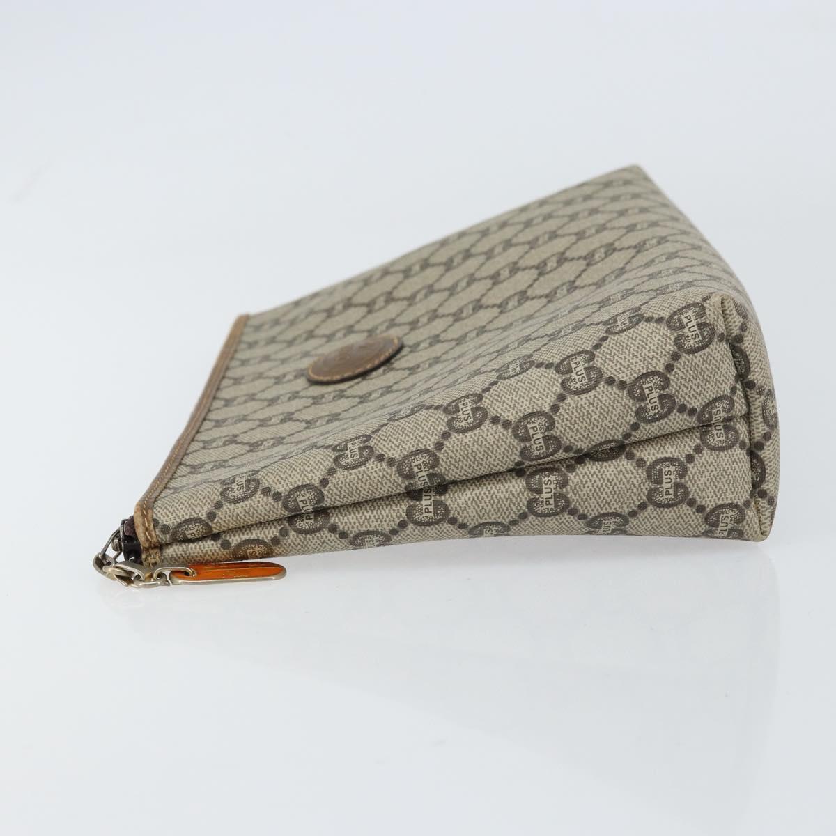 GUCCI GG Plus Supreme Clutch Bag PVC Beige Auth 156830