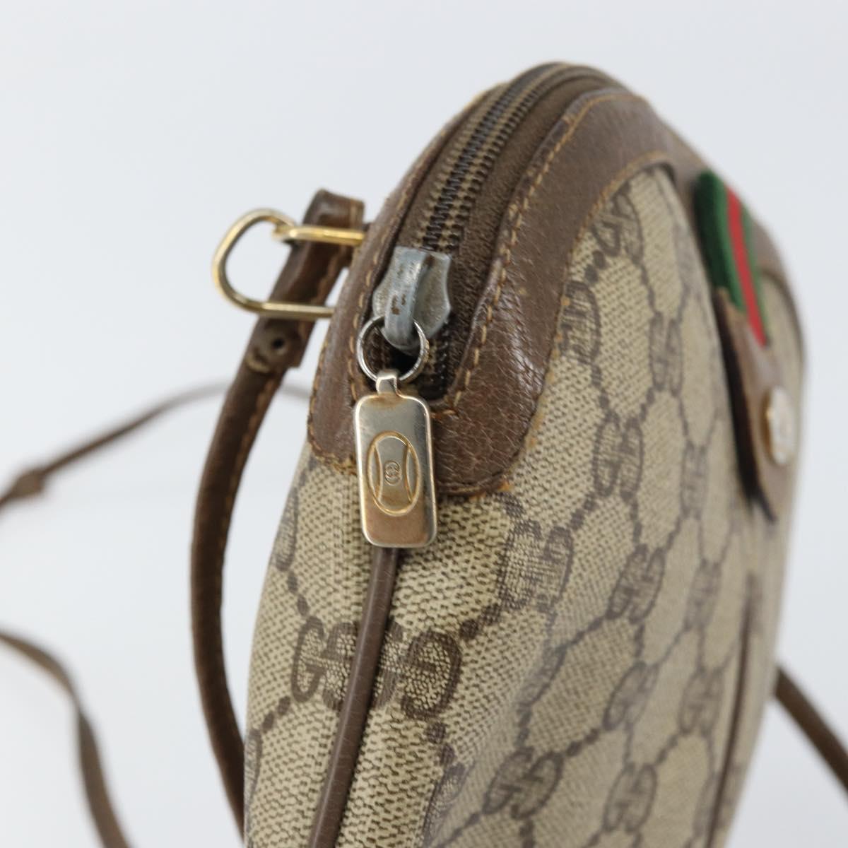 GUCCI GG Supreme Web Sherry Line Bag PVC Beige Gold 904 02 047 Auth 156831