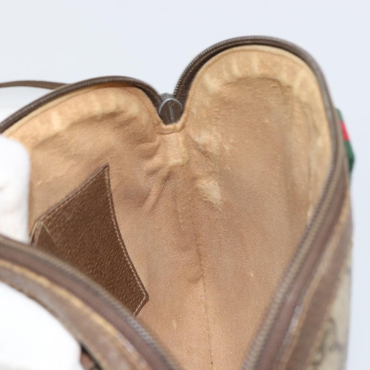 GUCCI GG Supreme Web Sherry Line Bag PVC Beige Gold 904 02 047 Auth 156831