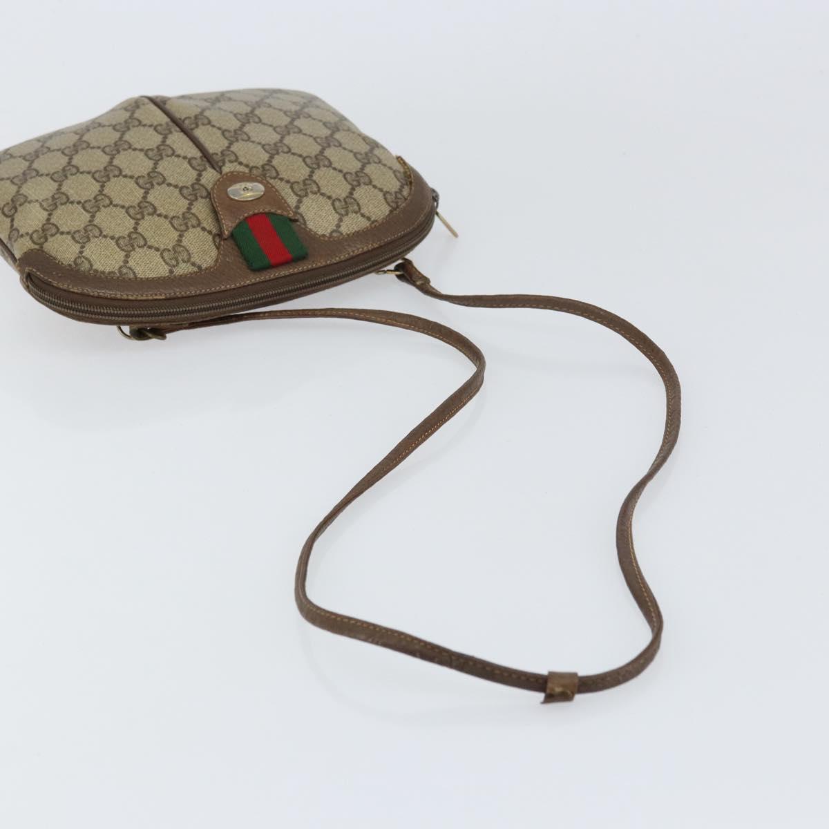 GUCCI GG Supreme Web Sherry Line Bag PVC Beige Gold 904 02 047 Auth 156831