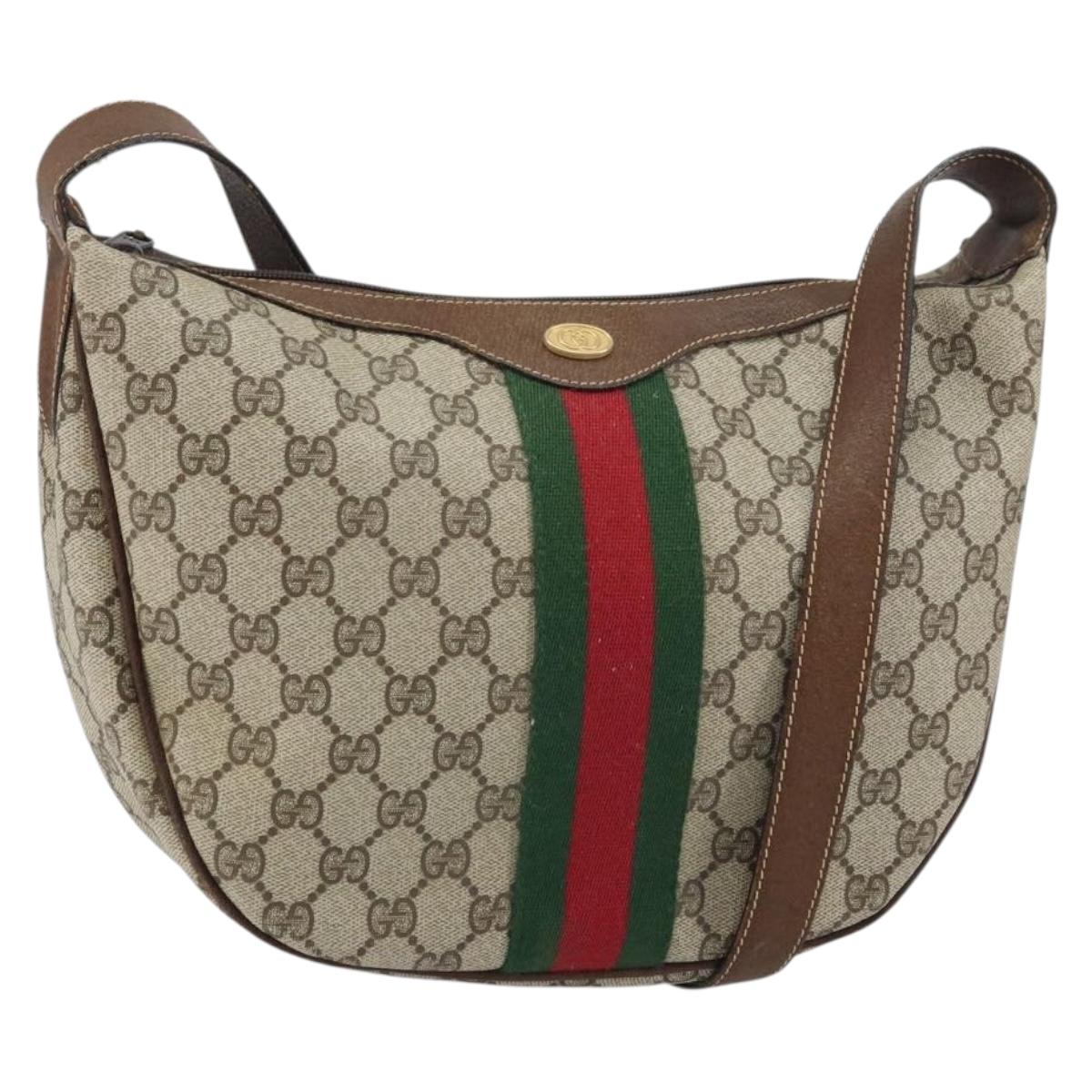 GUCCI GG Supreme Web Sherry Line Shoulder Bag PVC Beige 001 3840 5 Auth 156832