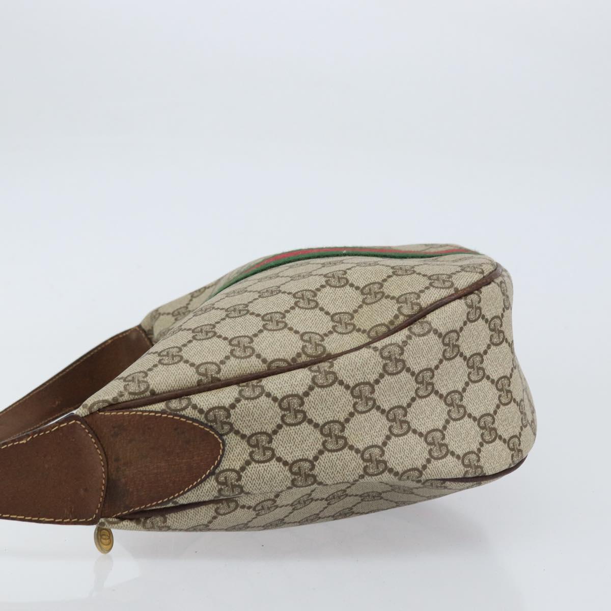 GUCCI GG Supreme Web Sherry Line Shoulder Bag PVC Beige 001 3840 5 Auth 156832