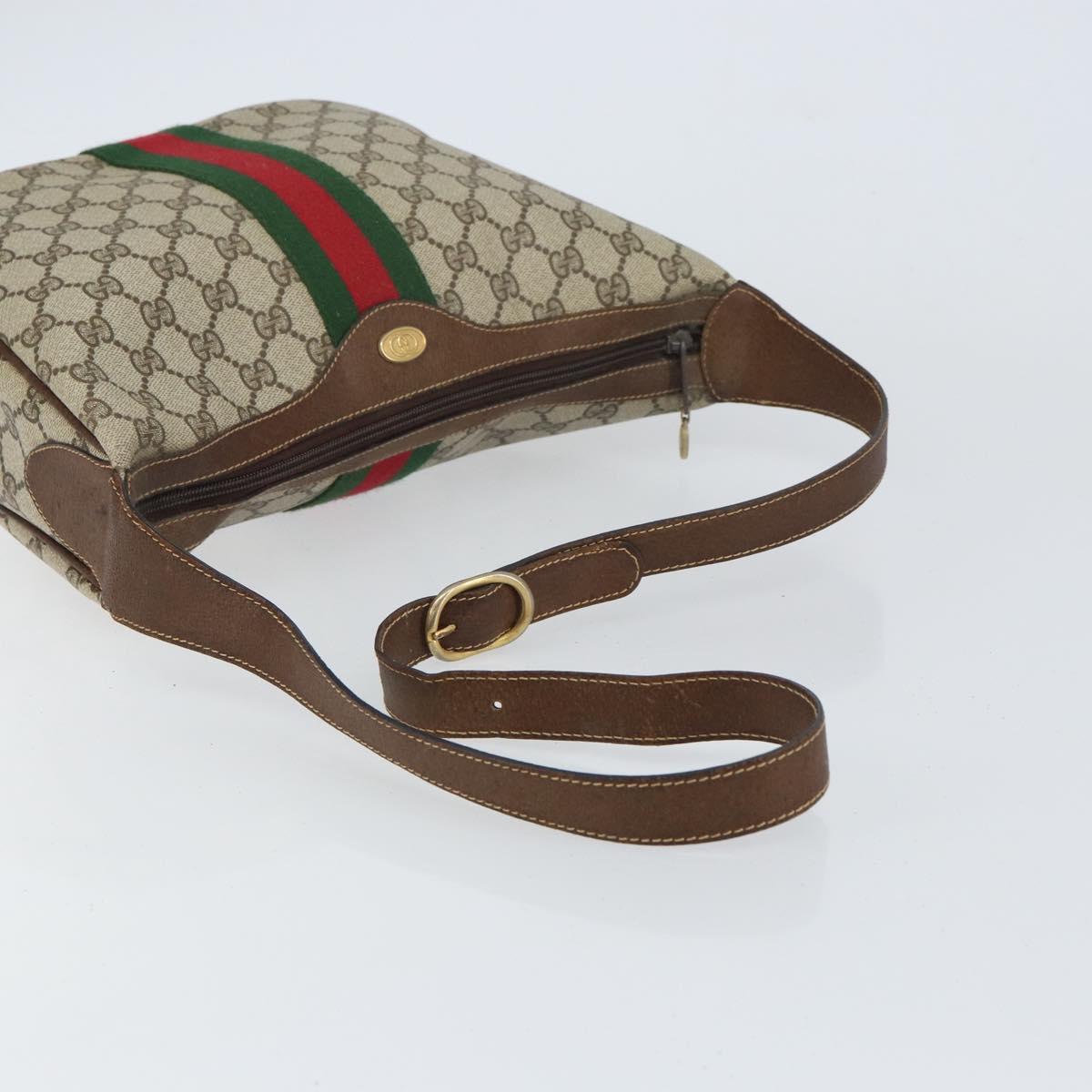 GUCCI GG Supreme Web Sherry Line Shoulder Bag PVC Beige 001 3840 5 Auth 156832