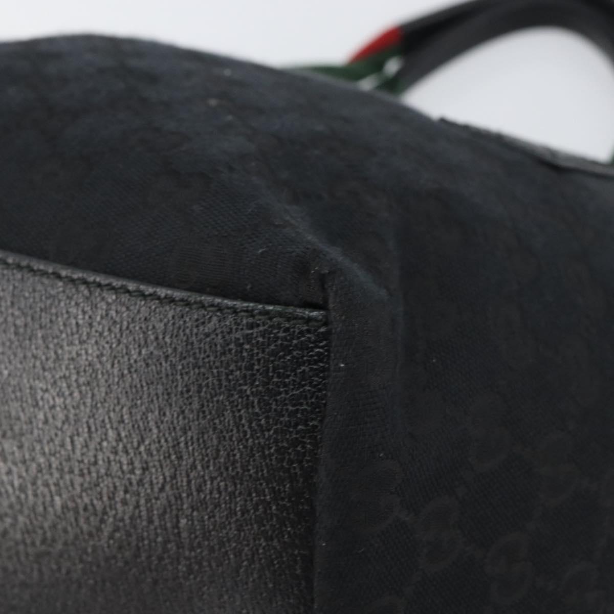 GUCCI GG Canvas Web Sherry Line Hand Bag Black Red Green Auth 156833