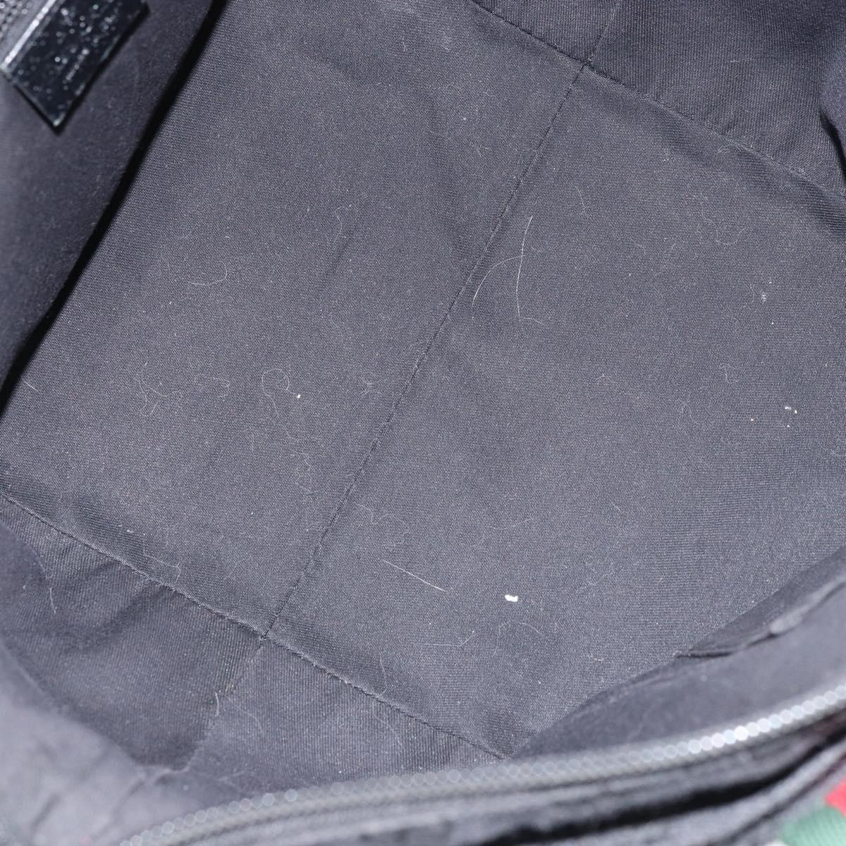 GUCCI GG Canvas Web Sherry Line Hand Bag Black Red Green Auth 156833