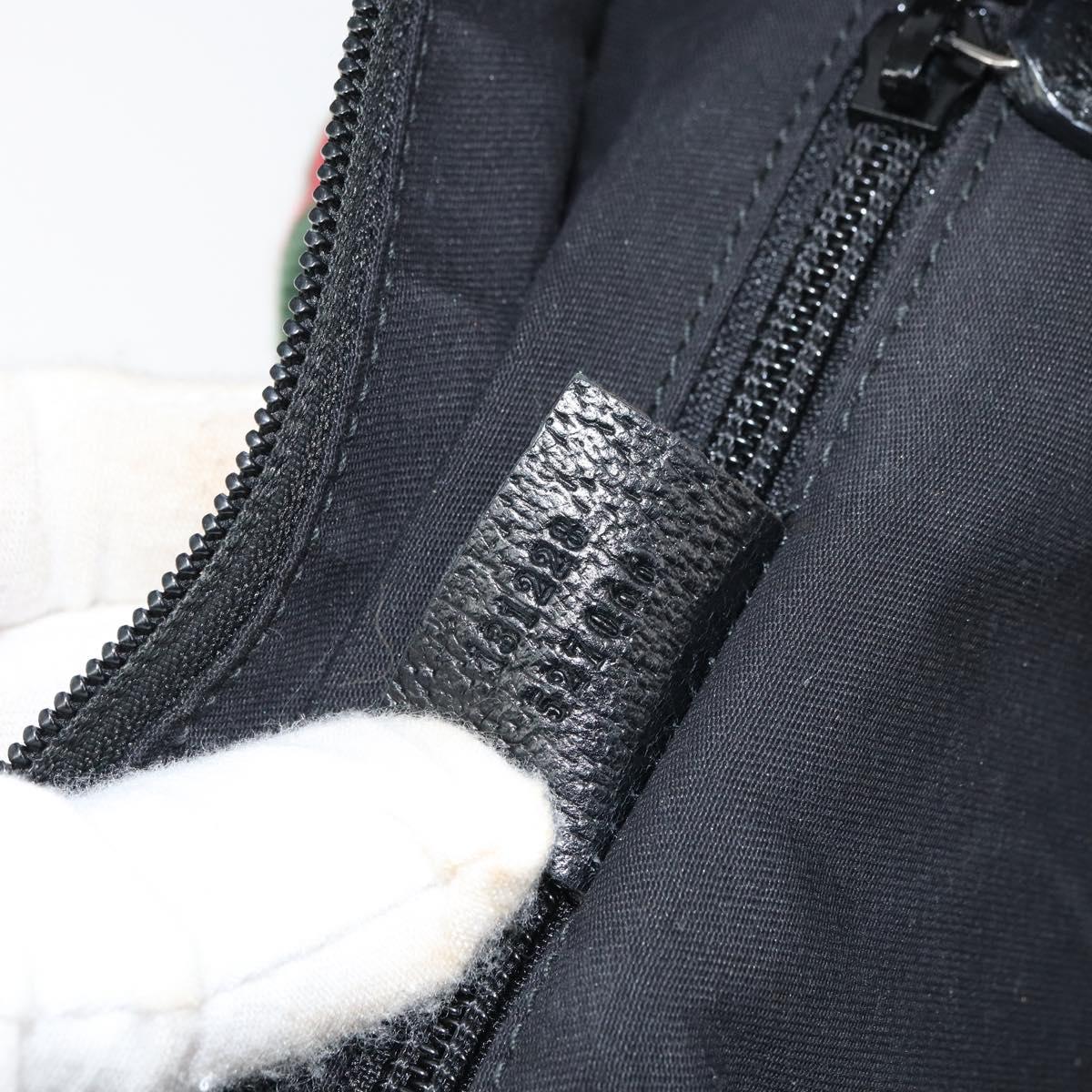 GUCCI GG Canvas Web Sherry Line Hand Bag Black Red Green Auth 156833