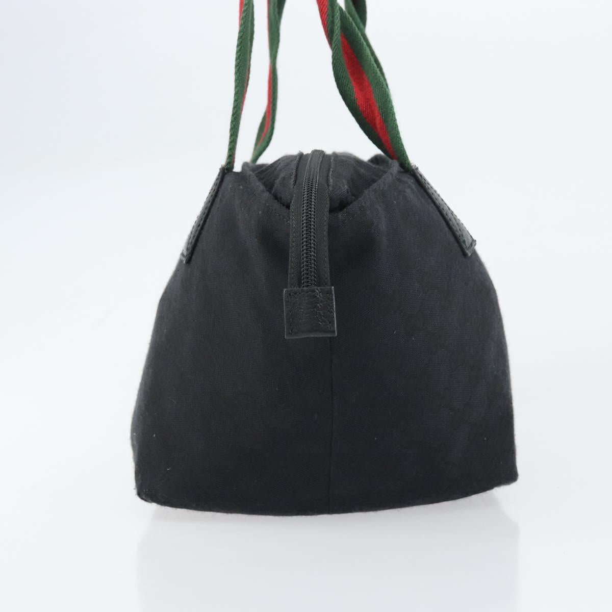 GUCCI GG Canvas Web Sherry Line Hand Bag Black Red Green Auth 156833