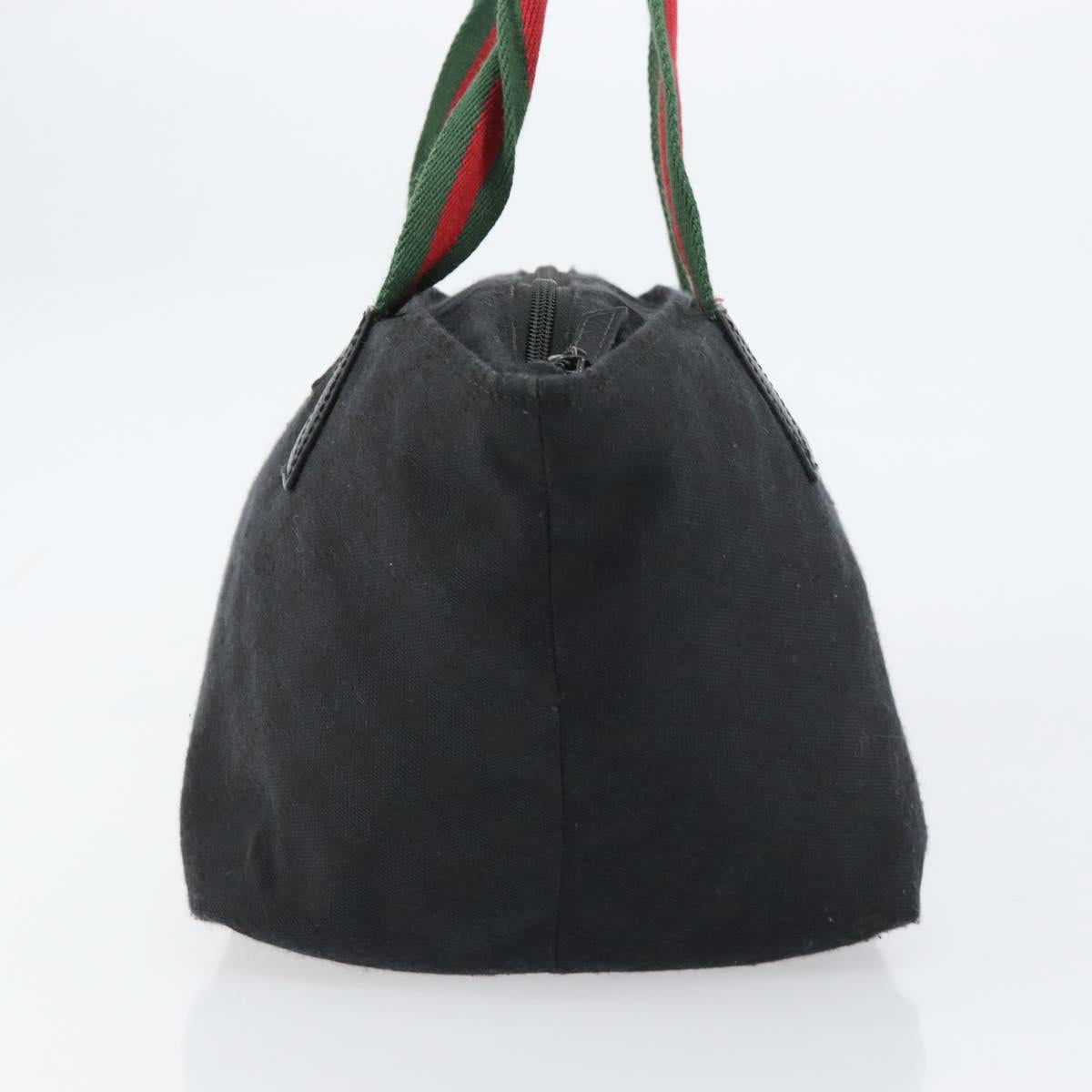 GUCCI GG Canvas Web Sherry Line Hand Bag Black Red Green Auth 156833