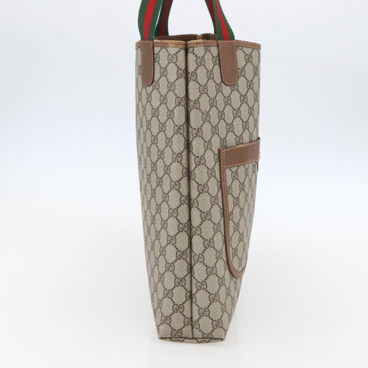 GUCCI GG Supreme Web Sherry Line Tote Bag PVC Beige Gold 89 02 003 Auth 156835