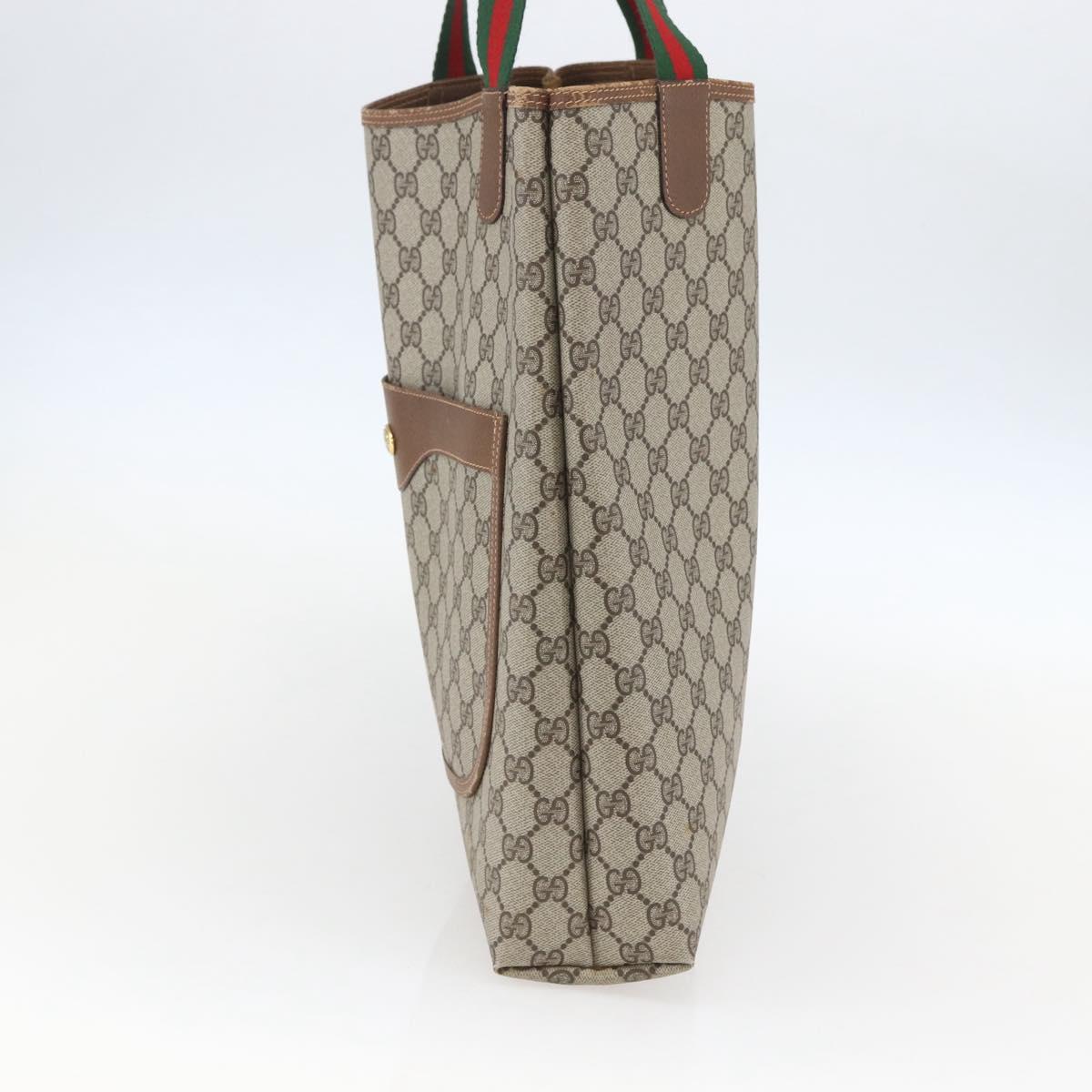 GUCCI GG Supreme Web Sherry Line Tote Bag PVC Beige Gold 89 02 003 Auth 156835