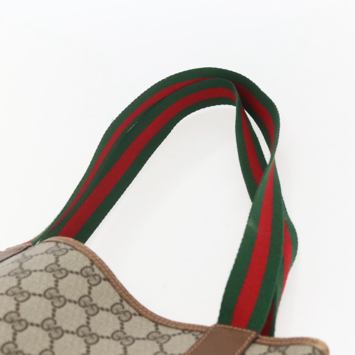 GUCCI GG Supreme Web Sherry Line Tote Bag PVC Beige Gold 89 02 003 Auth 156835