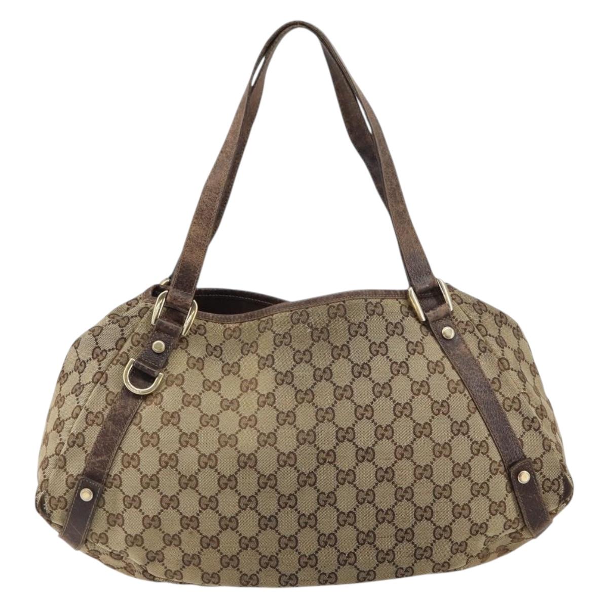 GUCCI GG Canvas Abbey Tote Bag Beige Gold 130736 Auth 156836