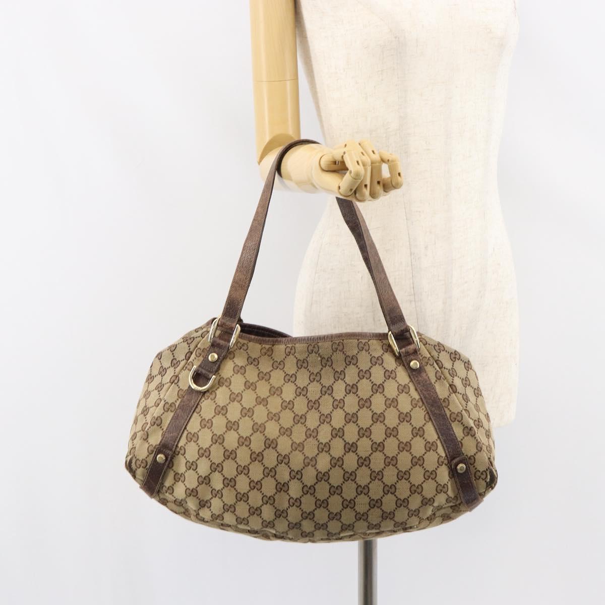GUCCI GG Canvas Abbey Tote Bag Beige Gold 130736 Auth 156836