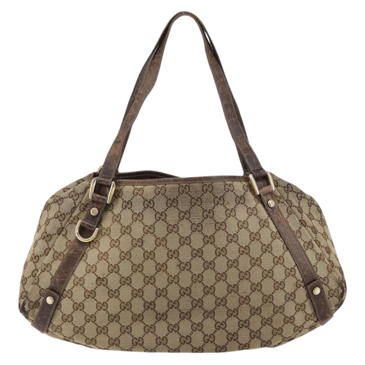 GUCCI GG Canvas Abbey Tote Bag Beige Gold 130736 Auth 156836