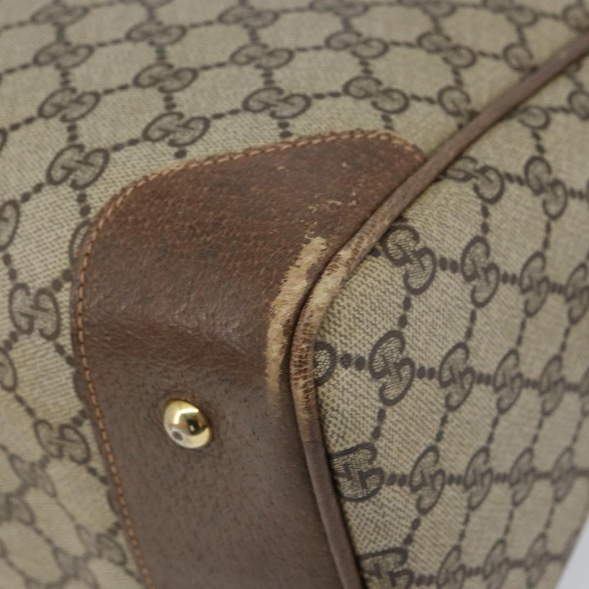 GUCCI GG Supreme Boston Bag PVC Beige Gold Auth 156838