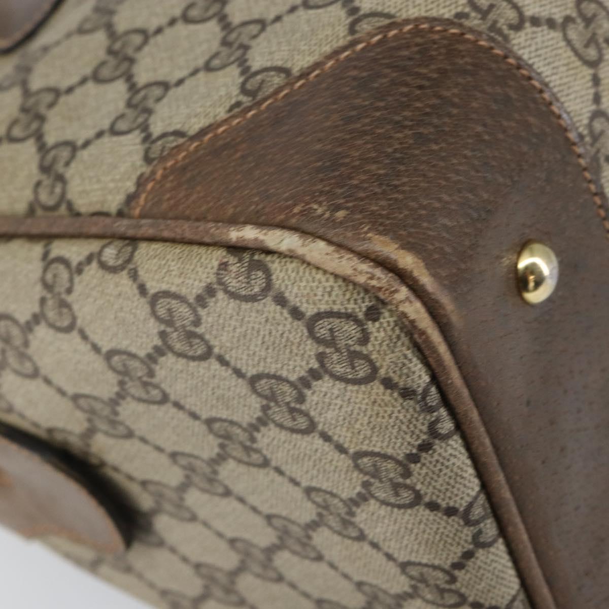 GUCCI GG Supreme Boston Bag PVC Beige Gold Auth 156838