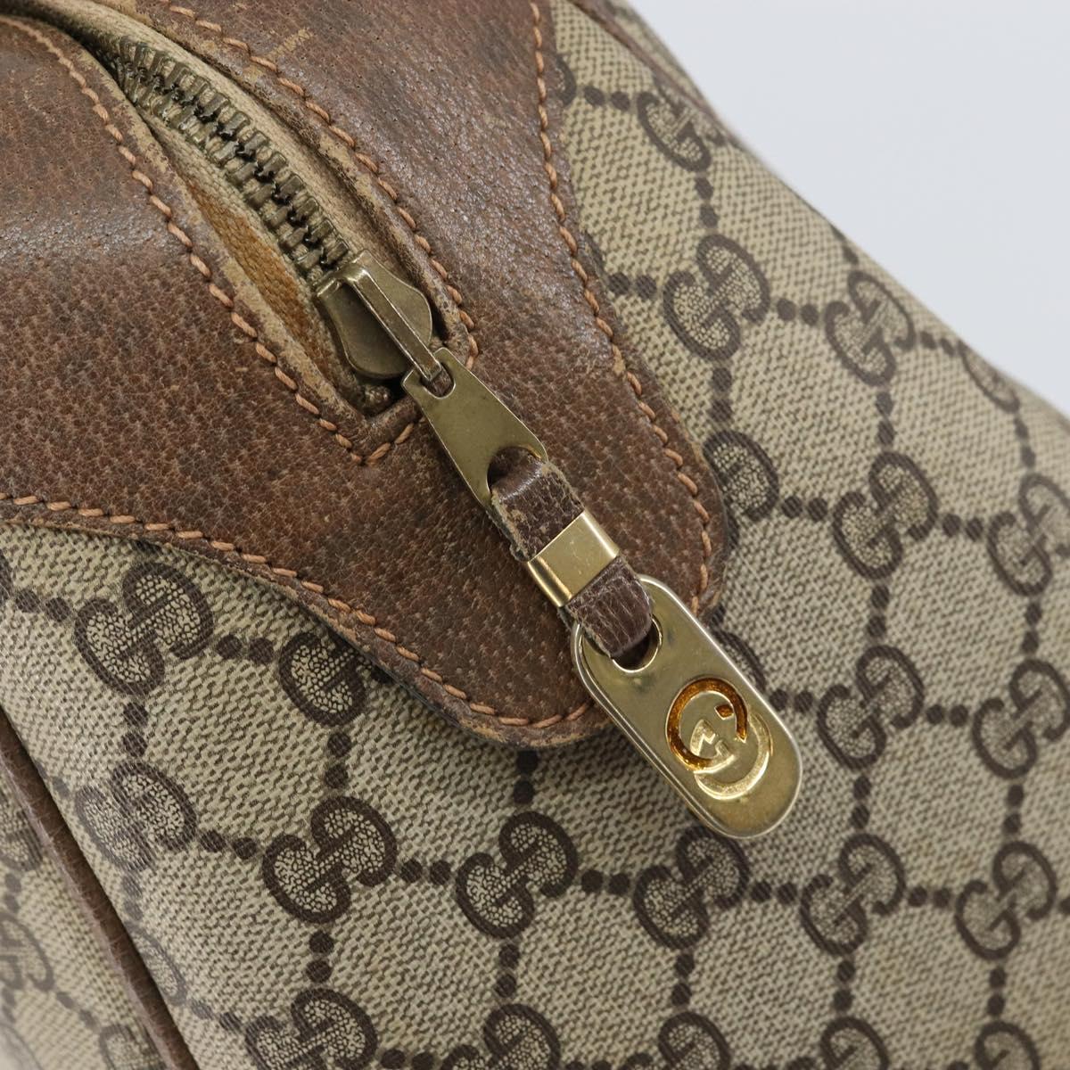 GUCCI GG Supreme Boston Bag PVC Beige Gold Auth 156838