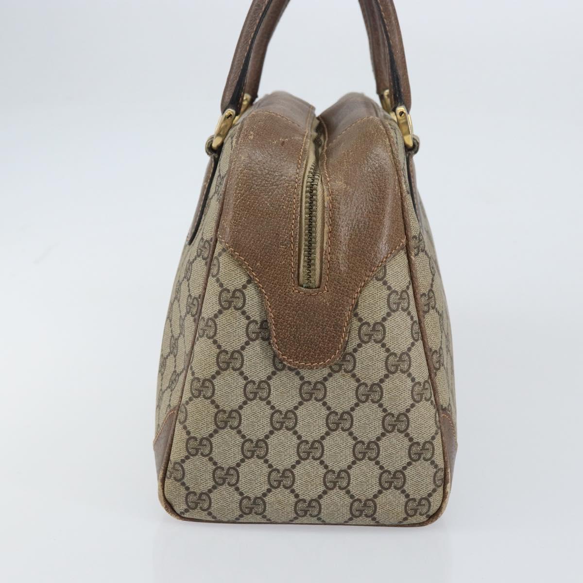 GUCCI GG Supreme Boston Bag PVC Beige Gold Auth 156838