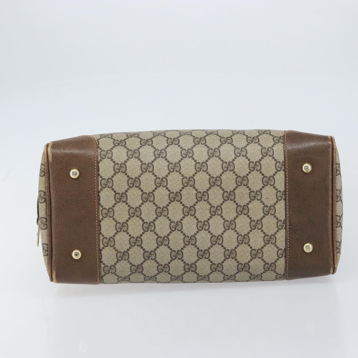 GUCCI GG Supreme Boston Bag PVC Beige Gold Auth 156838