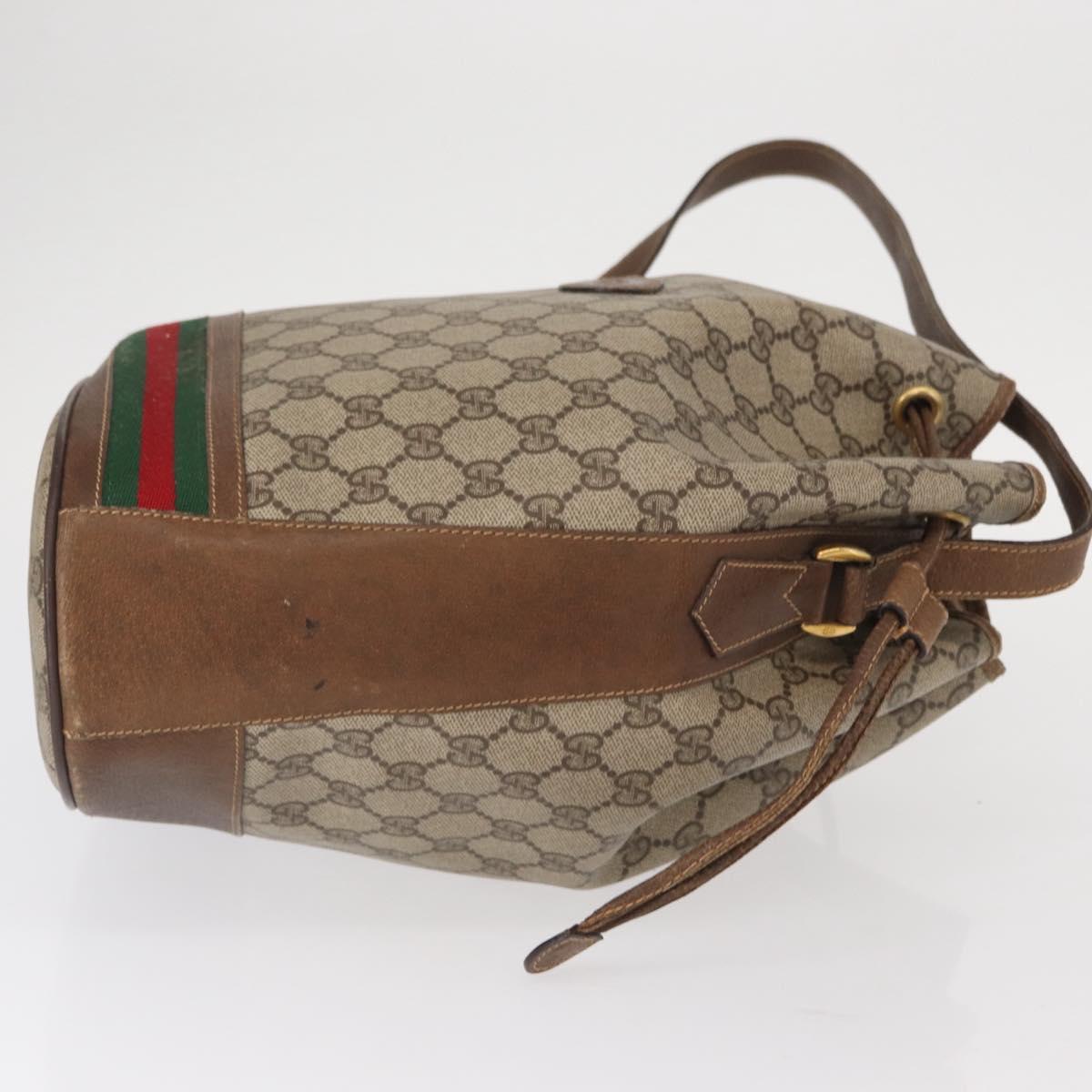 GUCCI GG Supreme Web Sherry Line Bag PVC Beige Gold 001 41 0850 Auth 156839