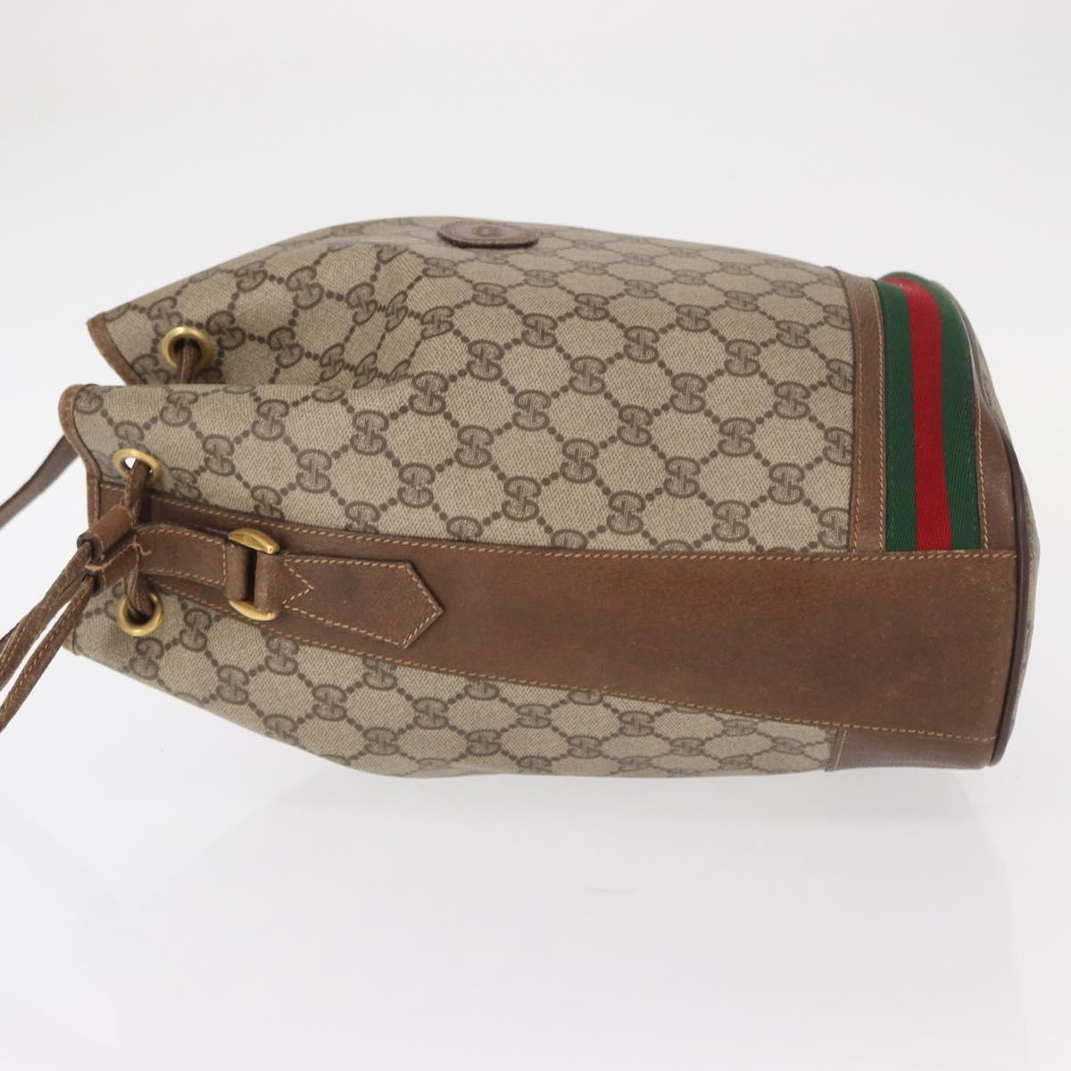 GUCCI GG Supreme Web Sherry Line Bag PVC Beige Gold 001 41 0850 Auth 156839