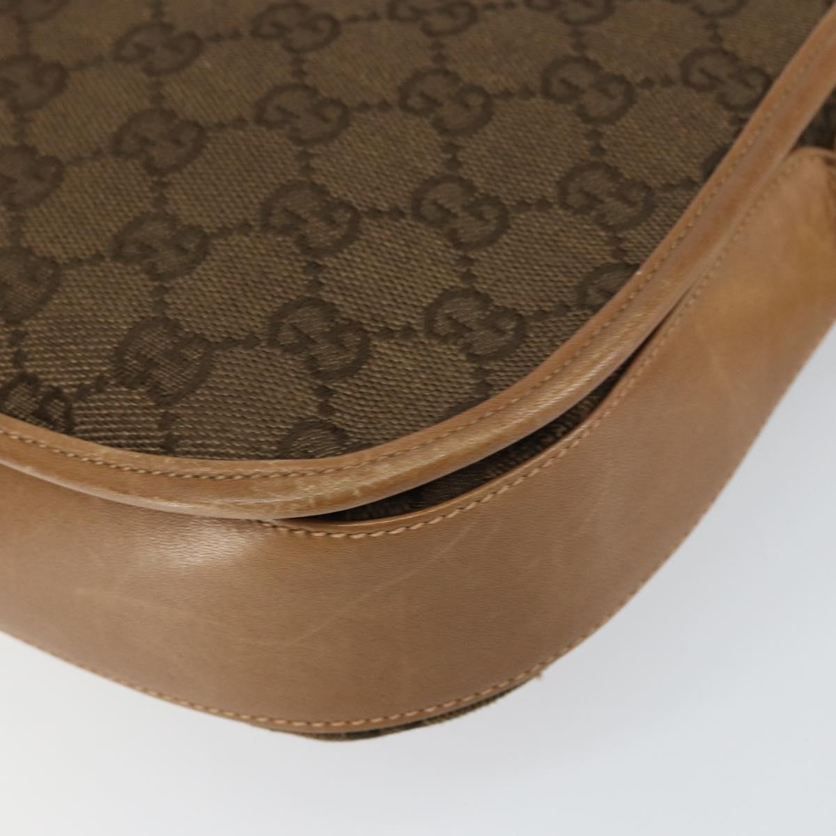 GUCCI GG Canvas Shoulder Bag Beige Gold Auth 156840