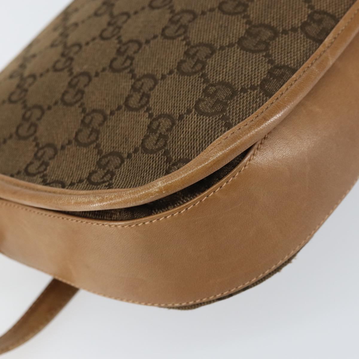 GUCCI GG Canvas Shoulder Bag Beige Gold Auth 156840