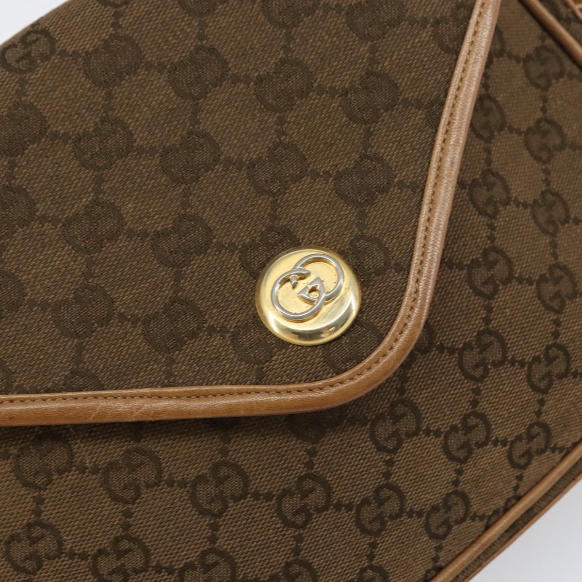 GUCCI GG Canvas Shoulder Bag Beige Gold Auth 156840