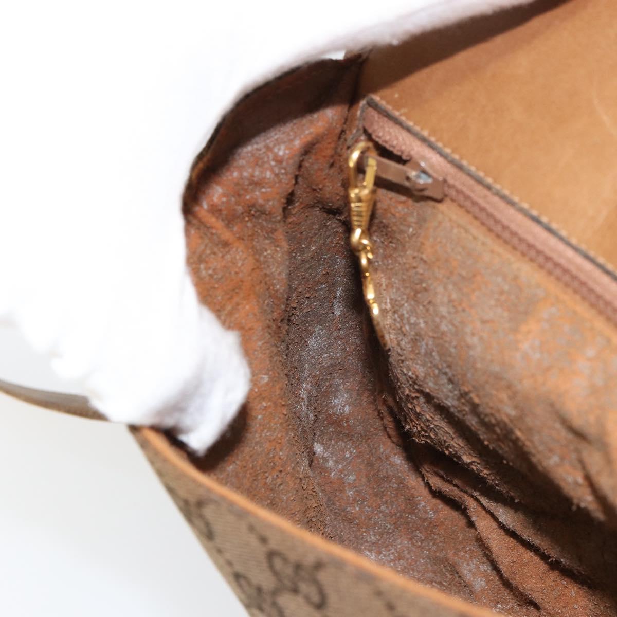 GUCCI GG Canvas Shoulder Bag Beige Gold Auth 156840