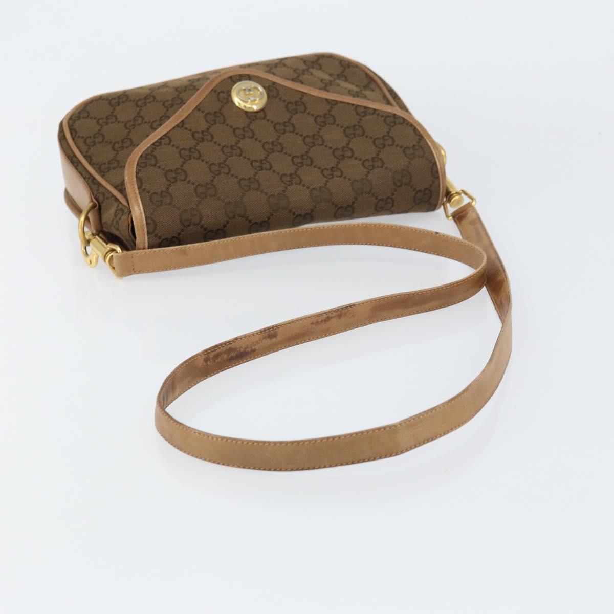 GUCCI GG Canvas Shoulder Bag Beige Gold Auth 156840