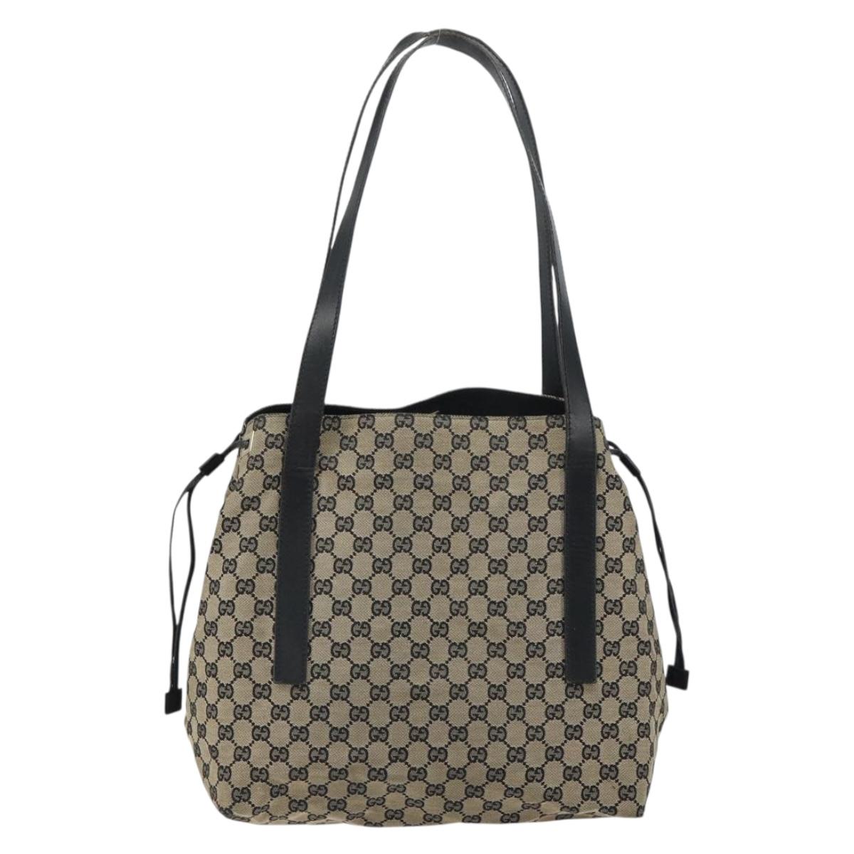 GUCCI GG Canvas Shoulder Bag Navy Gold 019 0493 1669 Auth 156841