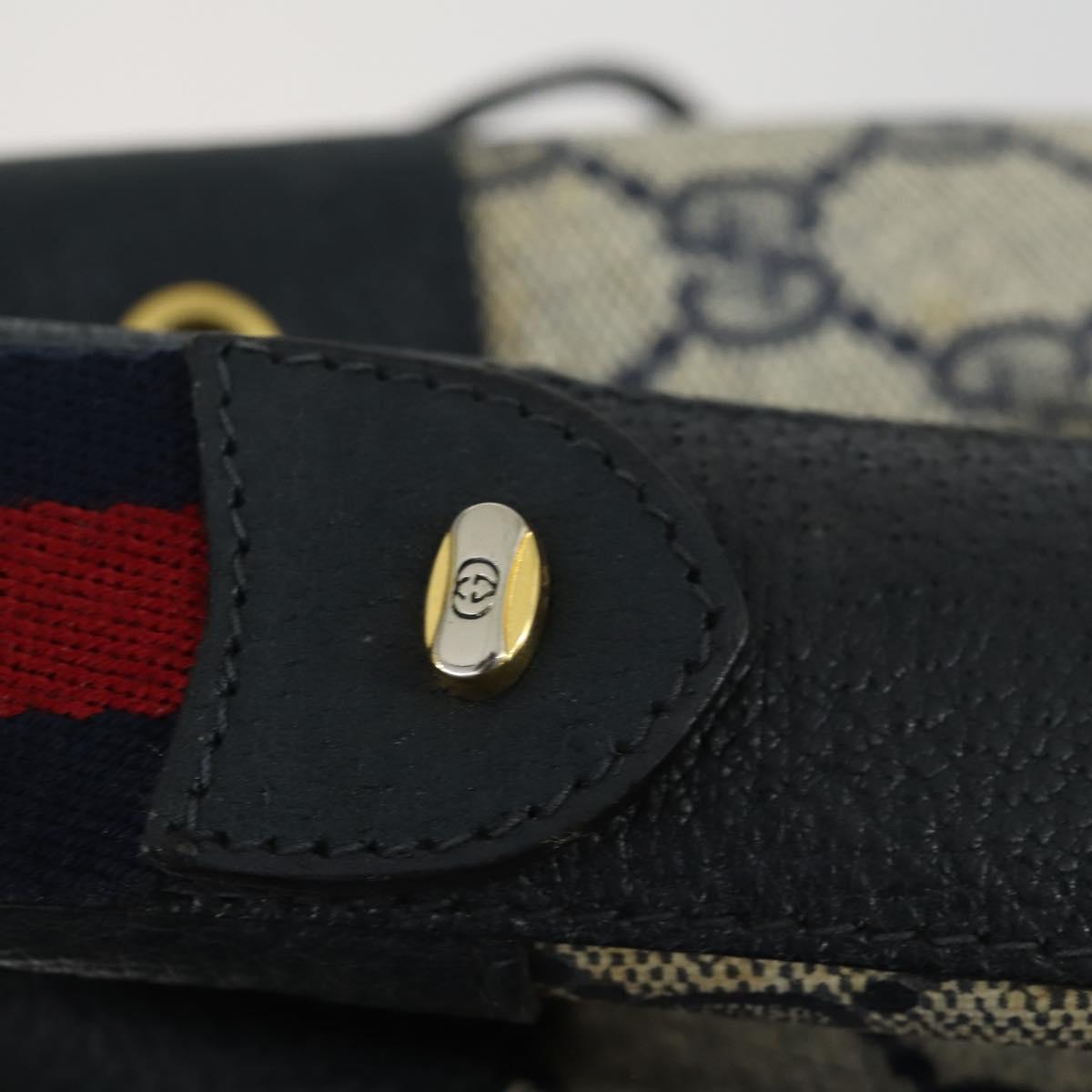 GUCCI GG Supreme Sherry Line Shoulder Bag PVC Navy Gold 41 02 034 Auth 156842