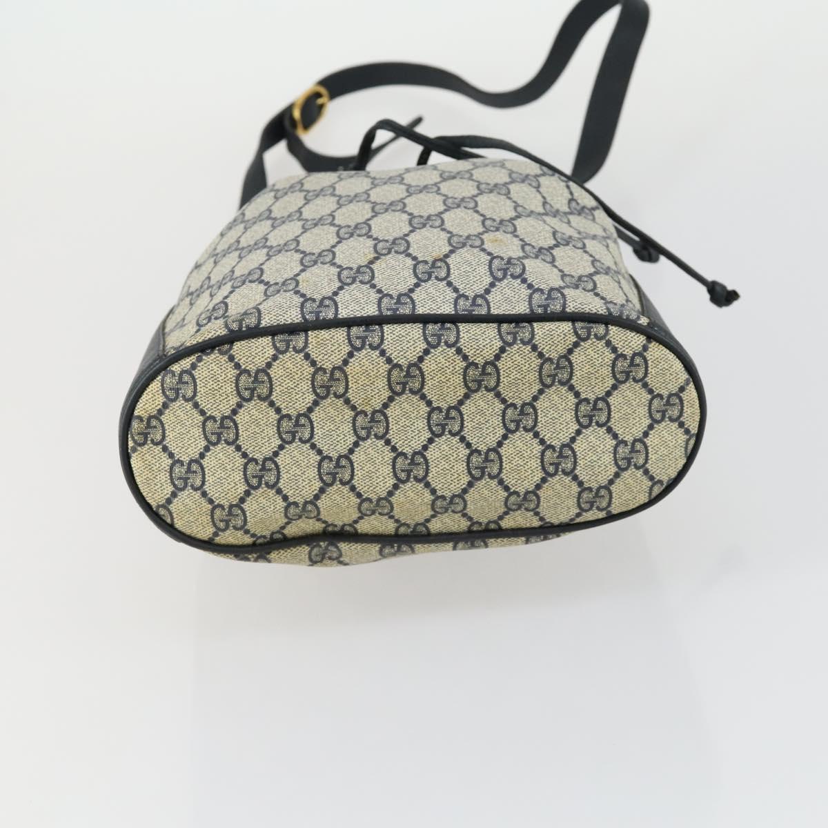 GUCCI GG Supreme Sherry Line Shoulder Bag PVC Navy Gold 41 02 034 Auth 156842