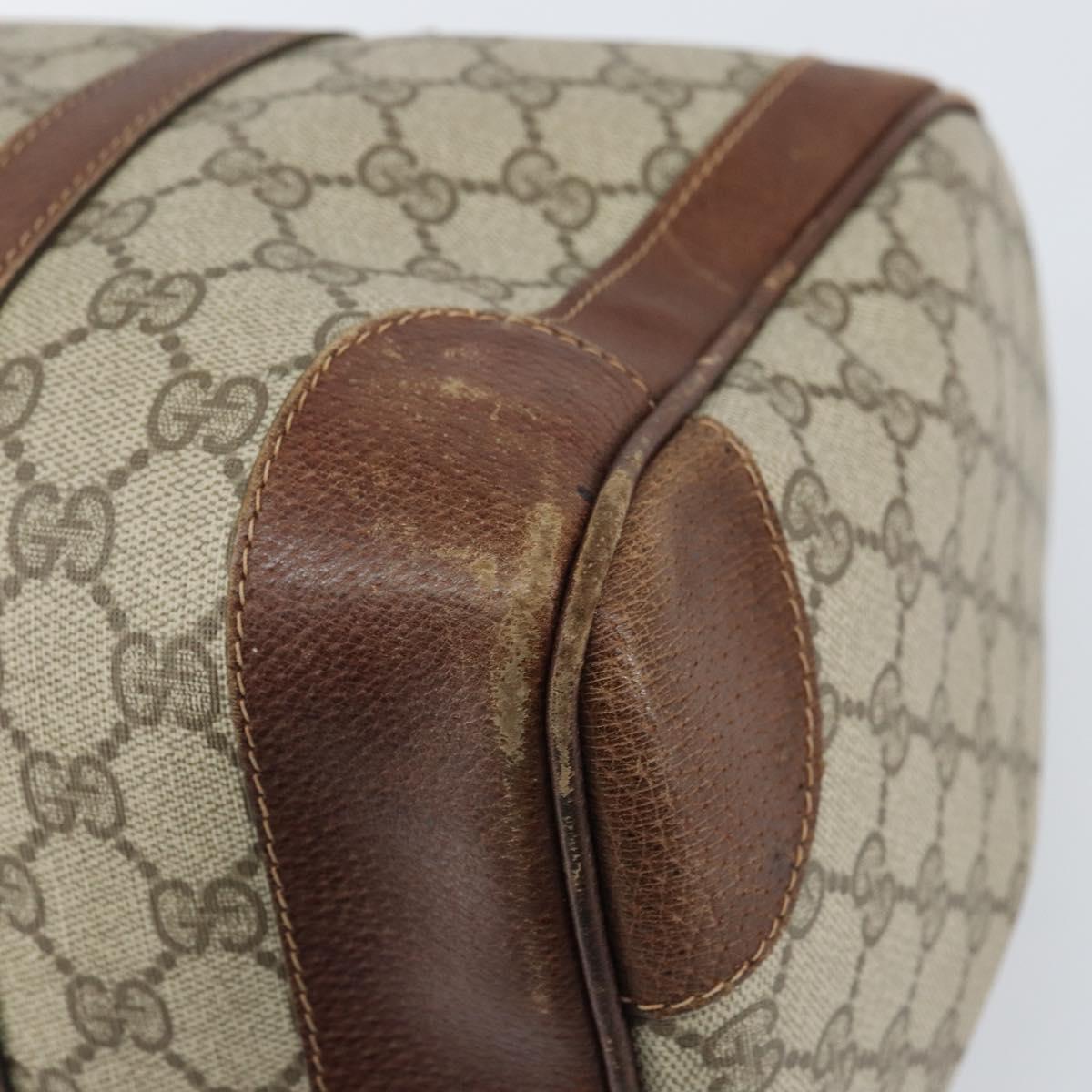 GUCCI GG Supreme Boston Bag PVC Beige Gold Auth 156843