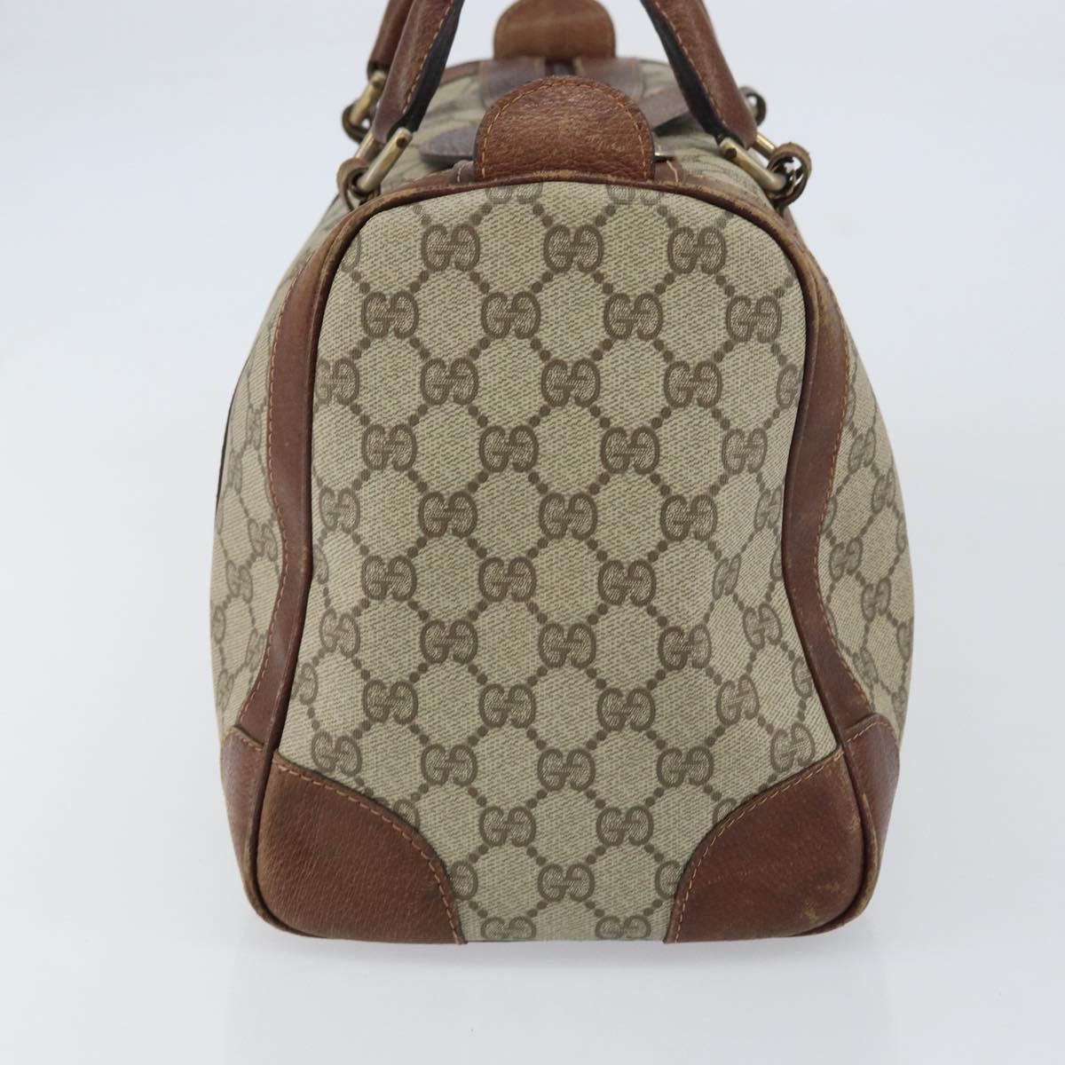 GUCCI GG Supreme Boston Bag PVC Beige Gold Auth 156843