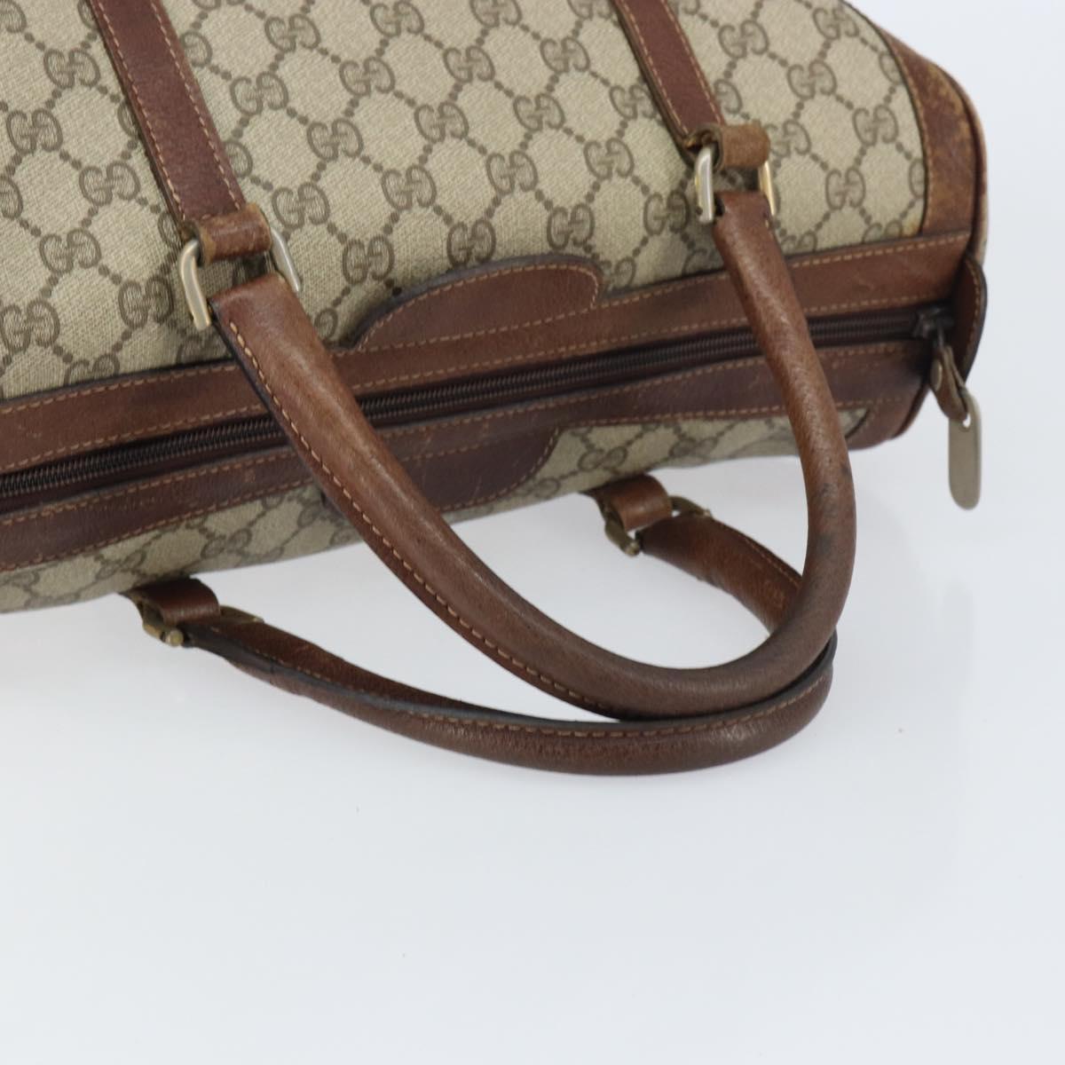 GUCCI GG Supreme Boston Bag PVC Beige Gold Auth 156843