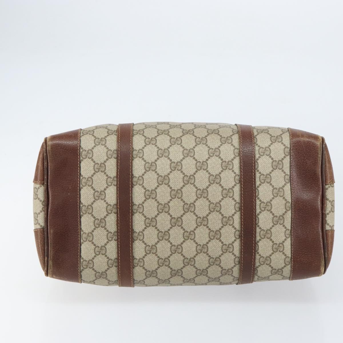 GUCCI GG Supreme Boston Bag PVC Beige Gold Auth 156843