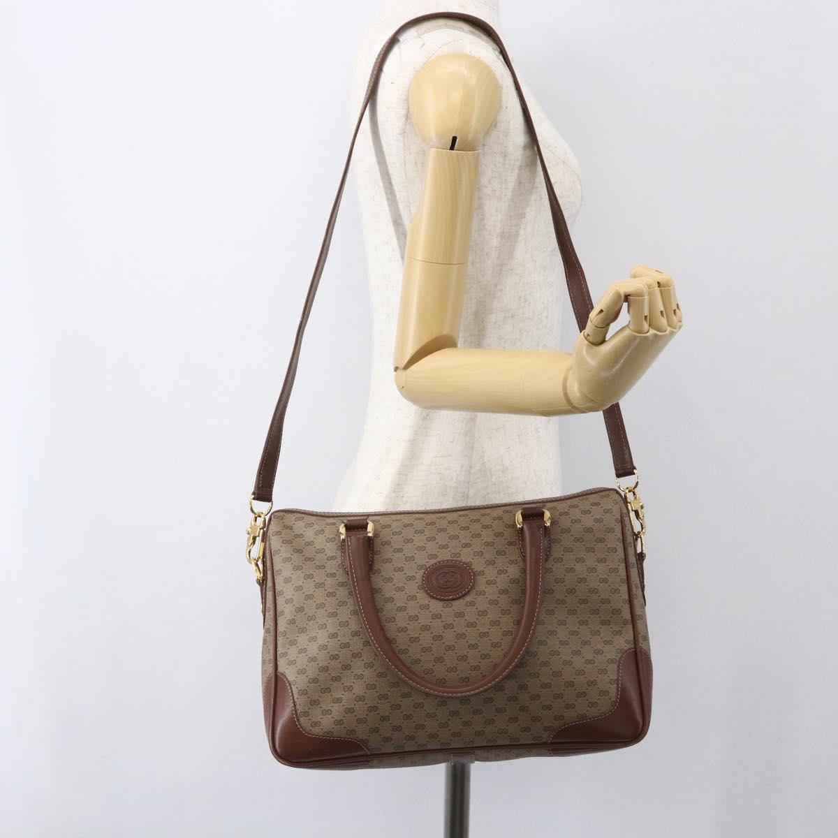 GUCCI Micro GG Supreme Boston Bag PVC 2way Beige Gold 002 122 0033 Auth 156846
