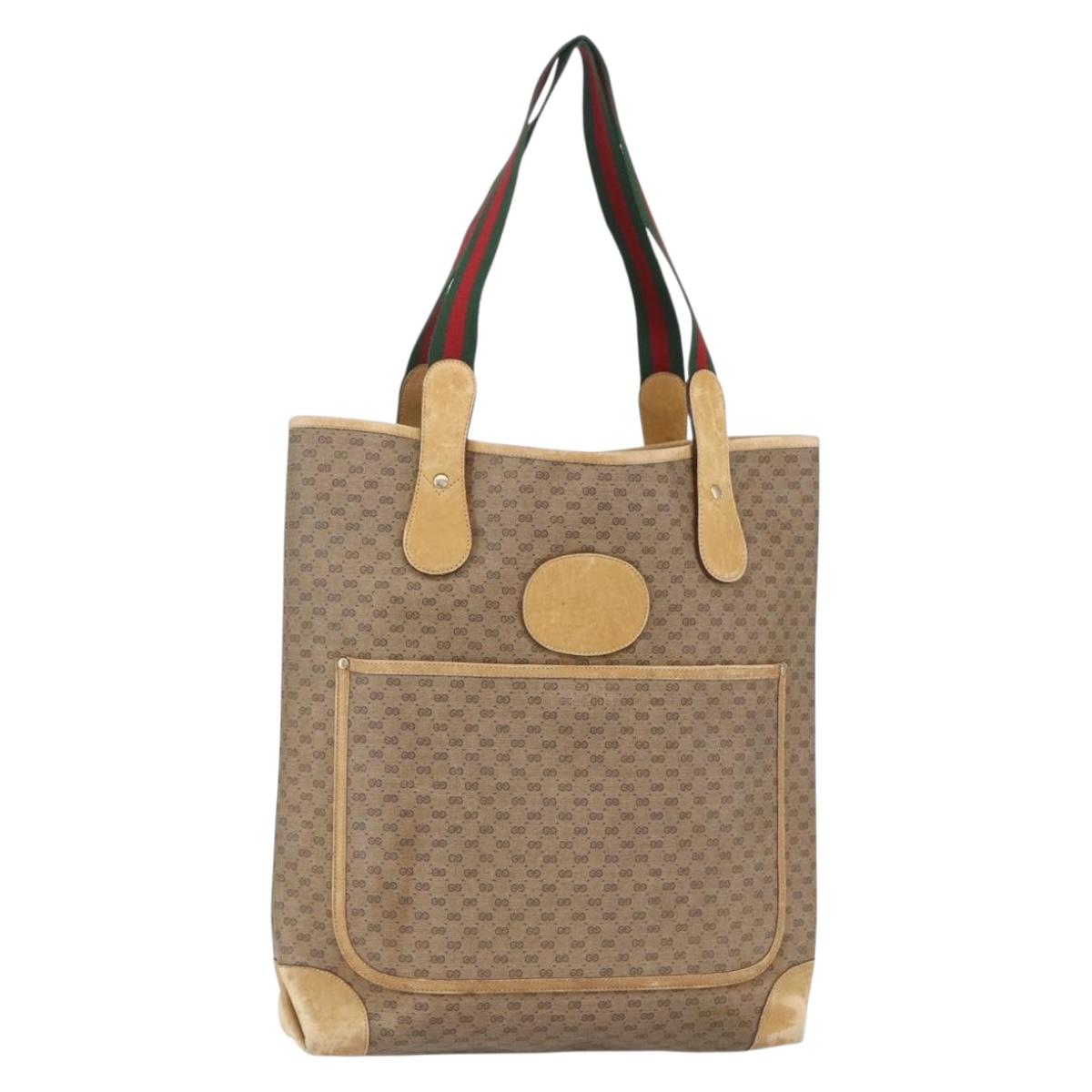 GUCCI Micro GG Supreme Web Sherry Line Bag PVC Beige 002 904 0223 Auth 156847