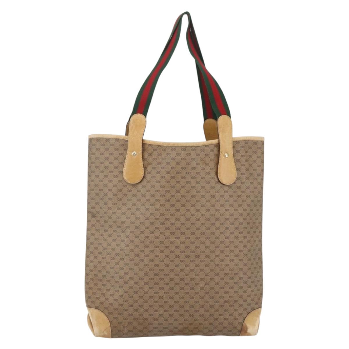GUCCI Micro GG Supreme Web Sherry Line Bag PVC Beige 002 904 0223 Auth 156847