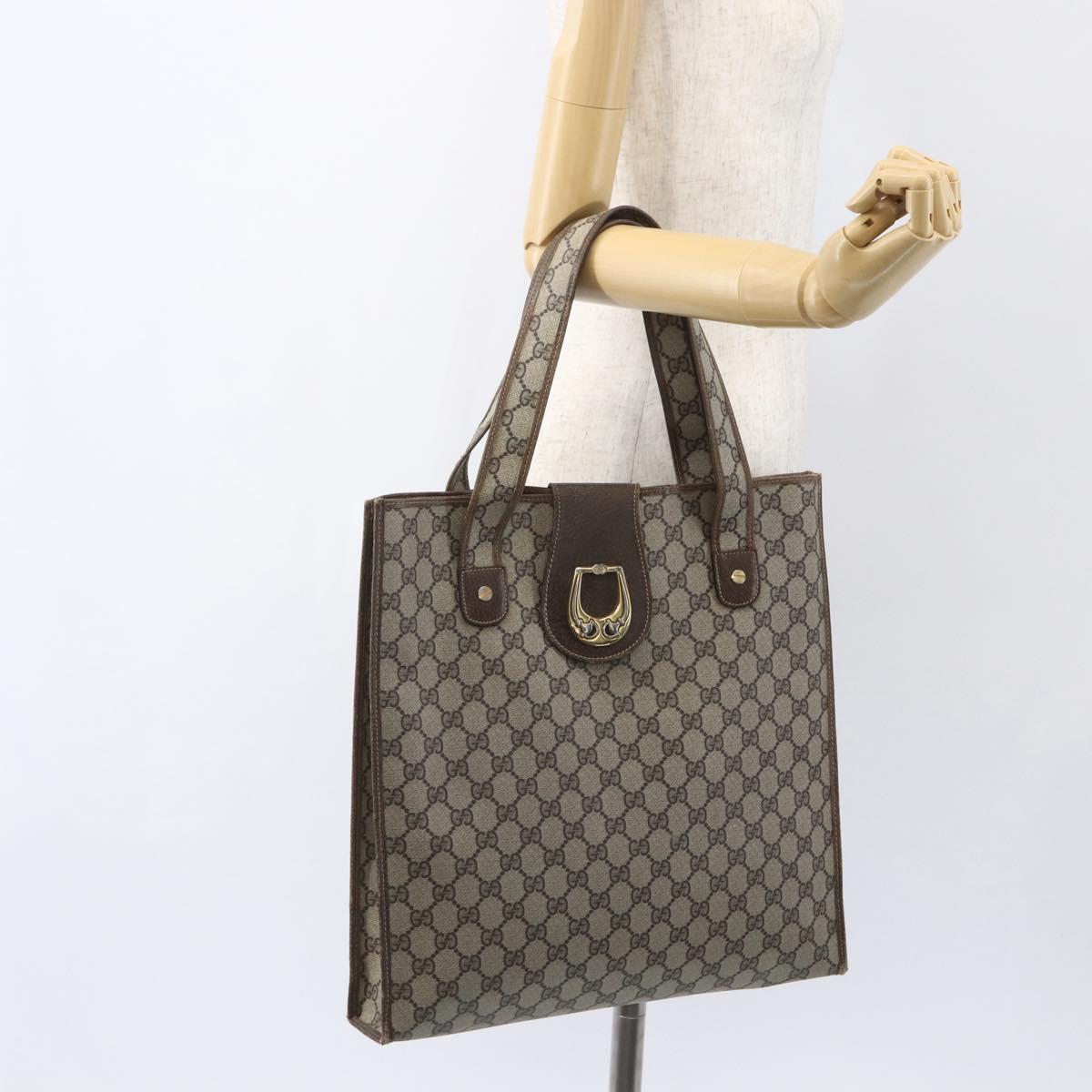 GUCCI GG Supreme Tote Bag PVC Beige Auth 156849